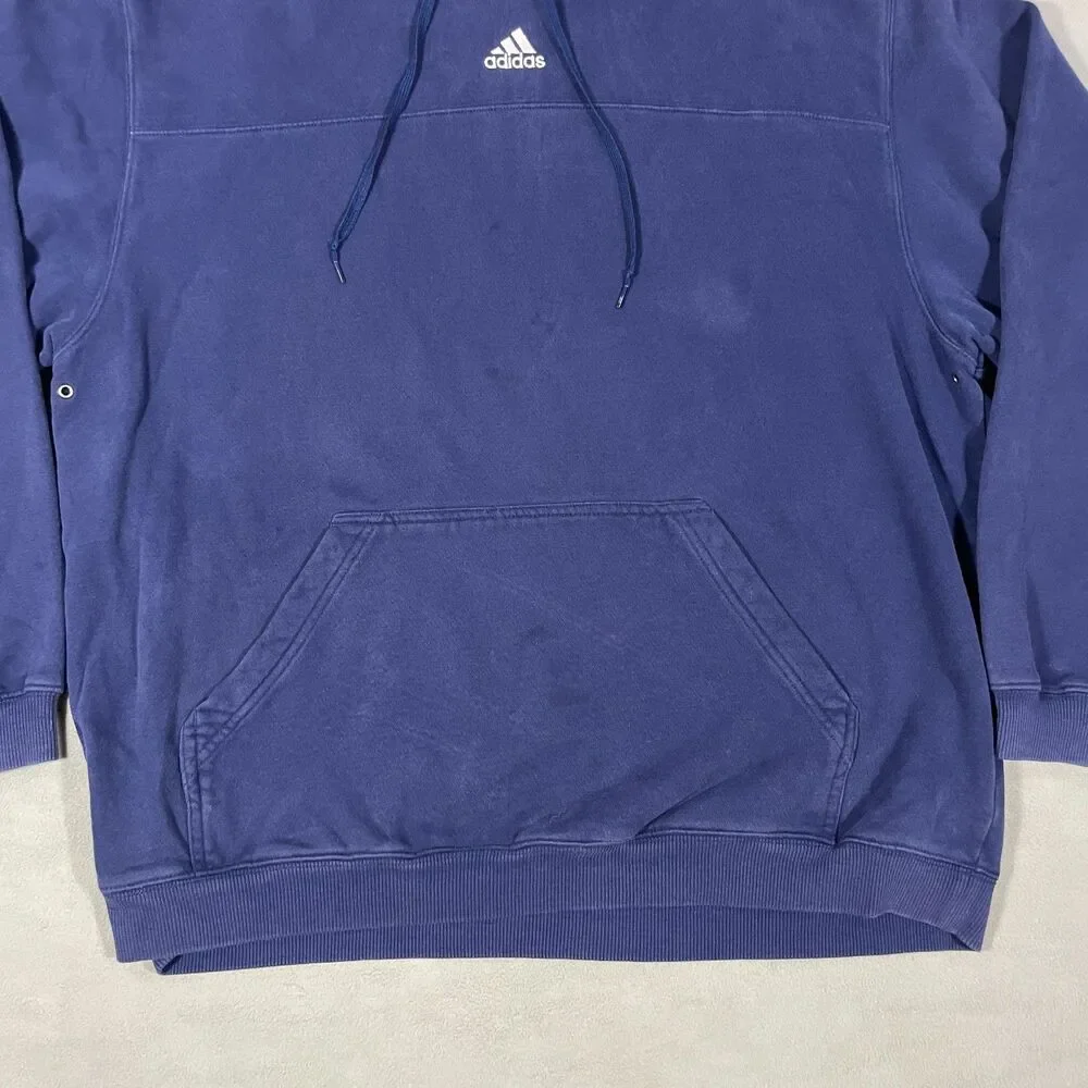Vintage Y2K Adidas Center Logo Hoodie Men's Size Large Embroidered Pullover